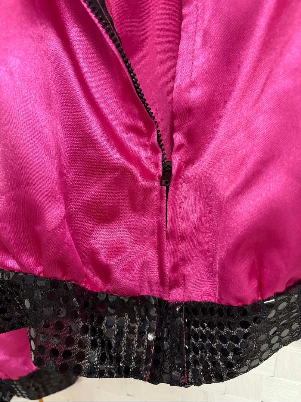Halloween Pink Satin Bomber Jacket with Sequin Trim - Picture 6 of 6